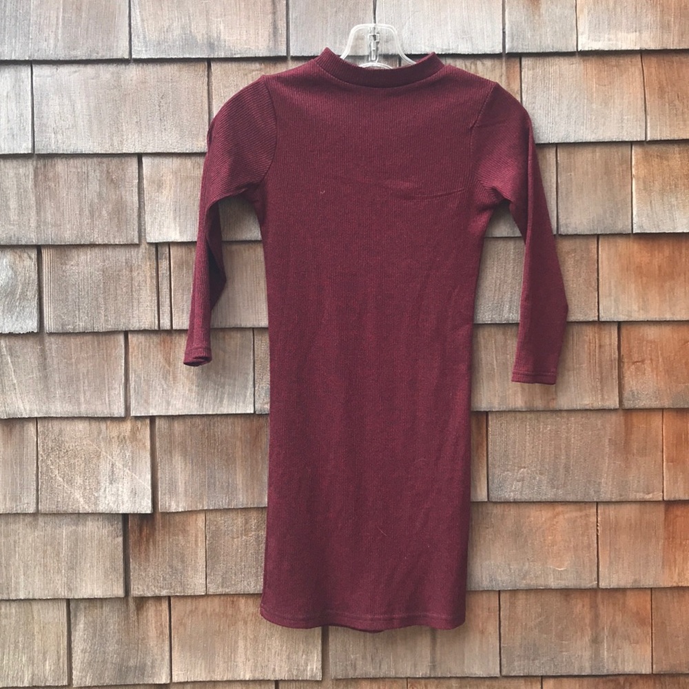 Form-Fitted Ribbed 3/4 Sleeve Dress